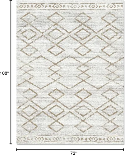 Miniatura 325 de jinchan - Tapete lavable de 5 x 7 pies, marroquí, de lana sintética, color gris pardo, resiste manchas, antideslizante, fino, moderno, geométrico