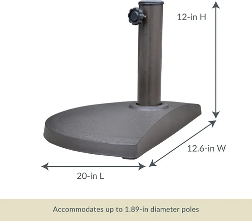 Miniatura 3 de Island Umbrella Base de resina semicircular para paraguas, color marrón, 20 libras