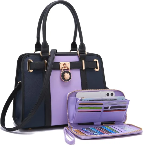 Miniatura 18 de Conjuntos de bolsos para mujeres, bolsos de hombro con asa superior, maletín de trabajo, conjunto de carteras tipo tote con billetera a juego, 2