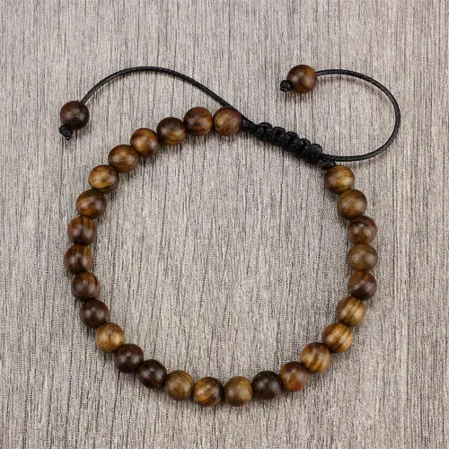 Miniatura 7 de Razcus - Pulsera de cuentas de palisandro negro vintage para hombre, 680.394 in, redondas, de madera, pulseras elásticas para meditación para oración