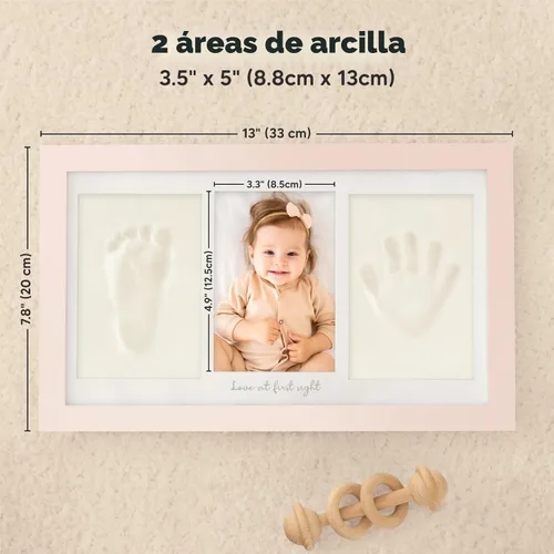 Miniatura 7 de KeaBabies Kit de huella de mano y pie para bebé - Marco de recuerdo de huella de mano de arcilla, marco de fotos para guardería de recién nacido