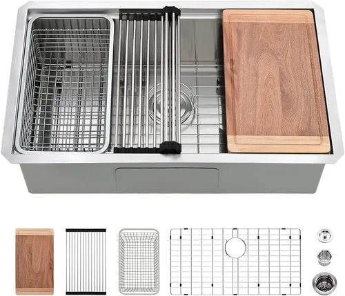 Miniatura 11 de Fregadero de Barra Negro de 10 Pulgadas Bajo Encimera-VASOYO 10x18 Fregadero de Barra Húmeda Bajo Encimera Pequeños Fregaderos de Cocina para RV