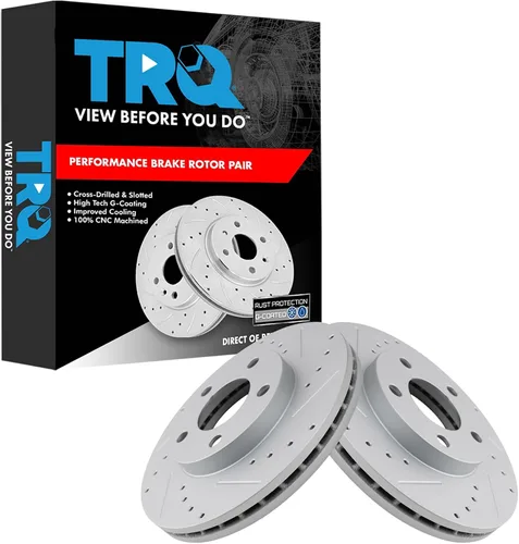 Miniatura 338 de TRQ Juego de rotores de freno de rendimiento trasero con revestimiento G premium compatible con Mazda 6 2014-2021