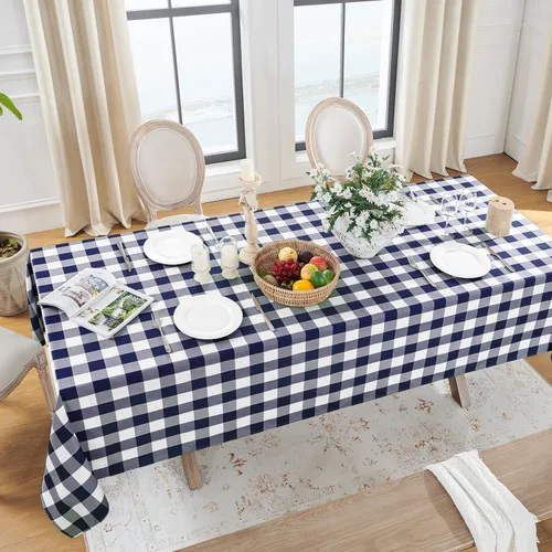 Miniatura 15 de Softalker - Mantel rectangular a cuadros, impermeable para exteriores, 54 x 120 pulgadas, mantel de búfalo a cuadros, resistente a las manchas