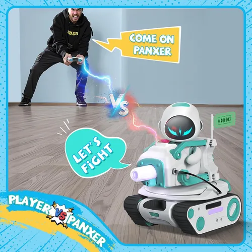 Miniatura 4 de Panxer+Maticontroller - Tanque de batalla RC compatible con robots Eilik en color azul/rosa/DQ/plateado, juguetes de vehículos rastreadores