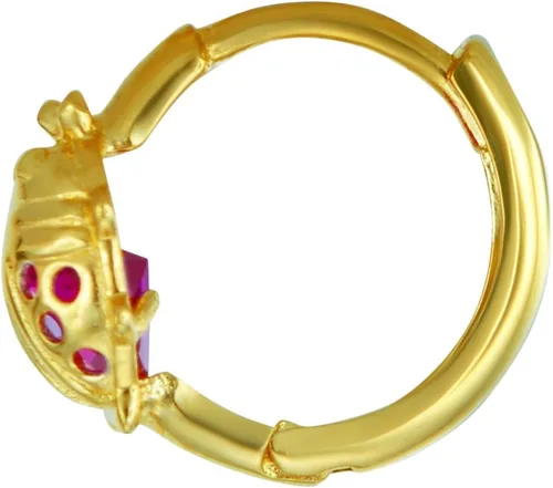 Miniatura 4 de Aretes de aro de mariquita de oro amarillo real de 14 k, Oro de 14 quilates, No es una piedra preciosa