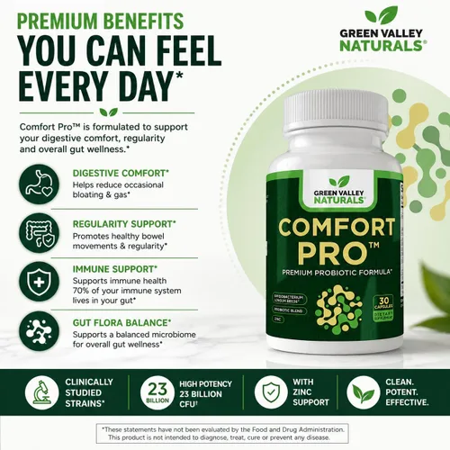 Miniatura 4 de ComfortPro™ Probióticos diarios para la salud digestiva Alivio del estreñimiento y apoyo de la hinchazón para mujeres y hombres Limpieza