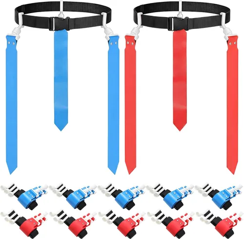 Miniatura 18 de Hungdao Cinturones y banderas de fútbol para 10/12 jugadores, cinturones de fútbol ajustables para niños, adolescentes, adultos, entrenamiento