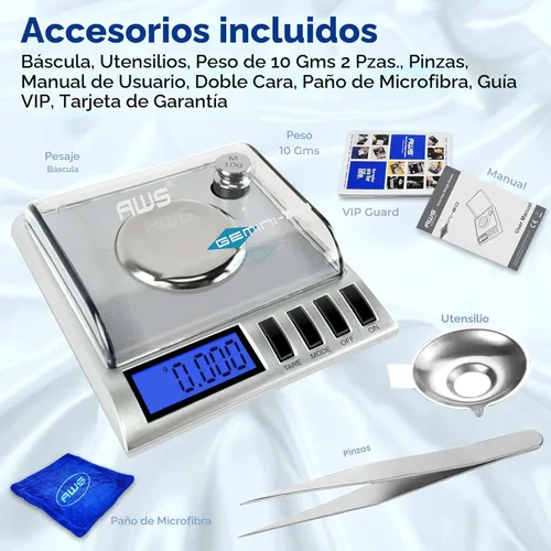 Miniatura 2 de Balanza de miligramos AWS Gemini-20 20g x 0.001g – Balanza digital para joyas/laboratorio para polvo, oro, gemas – Incluye pesas de calibración