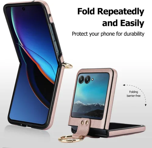 Miniatura 3 de Funda para Motorola Razr+ con anillo, cubierta trasera de cuero de primera calidad, antiarañazos, a prueba de golpes, para Motorola Razr+ Plus 2023