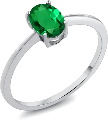 Miniatura 87 de Gem Stone King Anillo de compromiso solitario con piedra preciosa de oro blanco de 10 quilates, ovalado, 0.27 x 0.19 pulgadas, anillo de promesa