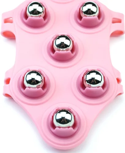 Miniatura 6 de Masajeador de guantes en forma de palma Manual de masaje de mano 7 Rodillo de 360 grados Bola de rodillo mental Rosa