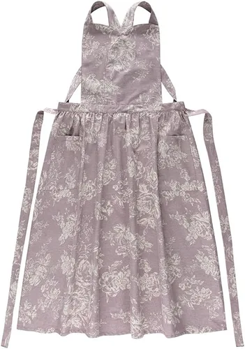 Miniatura 8 de Delantal de cocina floral de algodón impermeable para mujer, delantal ajustable con bolsillos, estilo vintage para cocinar y hornear