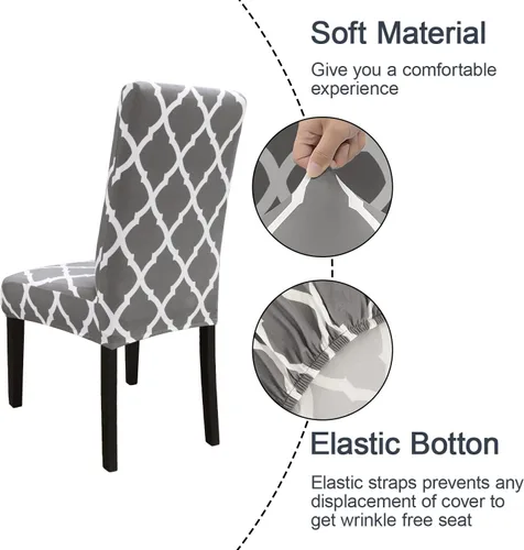Miniatura 4 de JQinHome Juego de 8 fundas para sillas de comedor, fundas de alta elasticidad extraíbles y lavables, fundas protectoras de asiento para silla