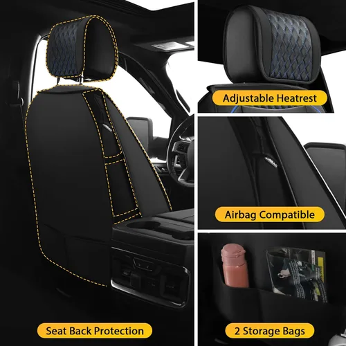 Miniatura 4 de Octomo Juego completo de fundas de asiento compatibles con Chevy Silverado GMC Sierra Custom Fit 2007 a 2025 1500 2500HD 3500HD Crew Double Extended