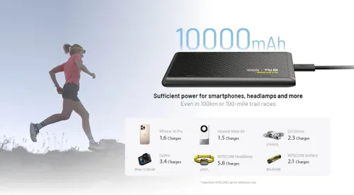 Miniatura 8 de Nitecore NU25 MCT UL - Linterna frontal ultraligera de 400 lúmenes y banco de energía de 10000 mAh, USB-C recargable para campamento, mochileros