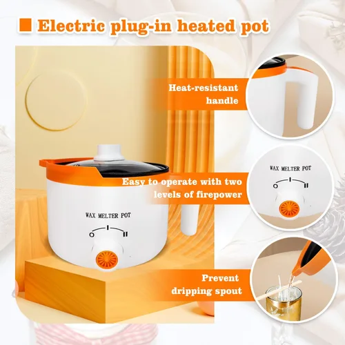Miniatura 2 de WcoDusak Olla eléctrica de cera con termómetro, derretidor de cera con boquilla para hacer velas, diseño de vertido de 1.5 cuartos de galón para una