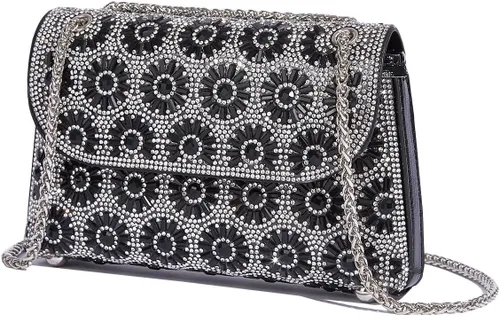 Miniatura 4 de Bolso de mano de cristal con diamantes de imitación de flores, bolsa de hombro brillante para boda, graduación, fiesta, novia, invitada, caja