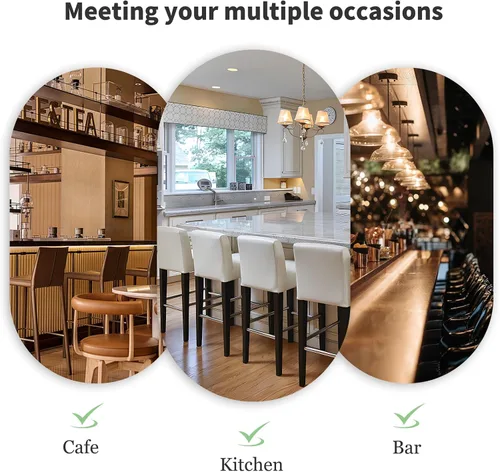 Miniatura 7 de Gollense Juego de 4 fundas para taburetes de bar con respaldo, fundas elásticas de jacquard para taburetes de bar, fundas de asiento lavables
