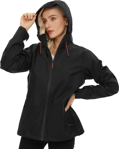 Miniatura 4 de Chaqueta de lluvia para mujer ligera impermeable con capucha cortavientos ajustable rompevientos