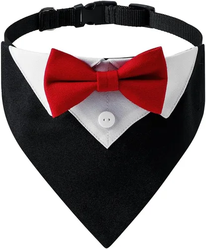 Miniatura 11 de Collar de perro de esmoquin para boda, compromiso y cumpleaños, collar bandana formal para perro disfraz con corbata de moño y hebilla ajustable