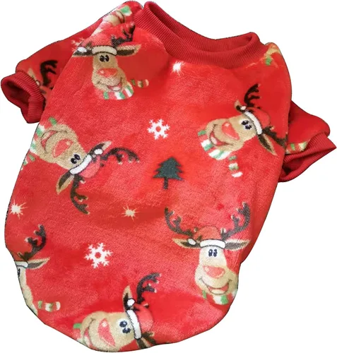Miniatura 2 de Ropa para perros, pijamas de Navidad para perros, ropa de bulldog francés, abrigos cálidos con patrón de ciervos para cachorros, perros pequeños