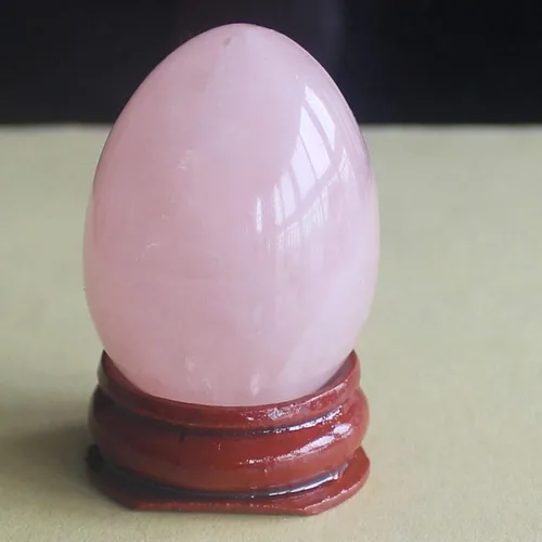 Miniatura 10 de Huevo de cristal de cuarzo rosa con piedras preciosas mixtas de 1.575x1.181 in con soporte de madera para decoración del hogar