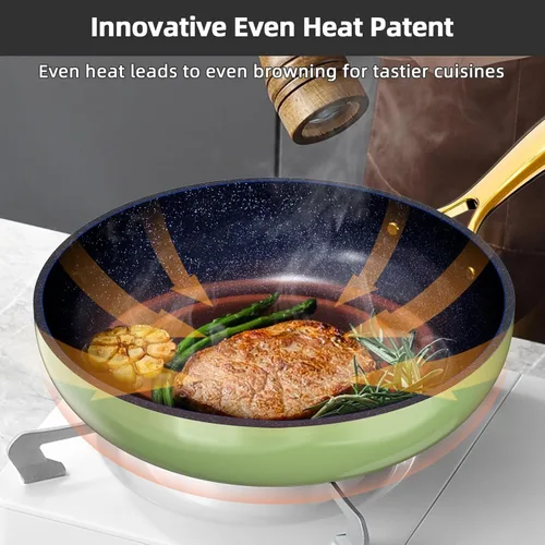 Miniatura 3 de Nuwave Lux LE - Juego de utensilios de cocina de 13 piezas con elegante mango dorado, cerámica antiadherente con infusión de diamante, sin PFAS