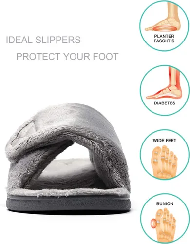 Miniatura 2 de Pantuflas ortopédicas ajustables con soporte de arco ortopédico para mujer para fascitis plantar con talón ortopédico