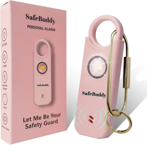 Alarma personal para mujeres, hombres, niños, ancianos, autodefensa, diseñada por mujeres, altavoces adicionales de 140 dB con luz estroboscópica,