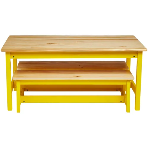 Miniatura 2 de Juego de mesa y banco para niños de Amazon Basics para interiores, color natural.