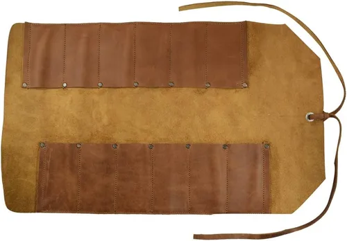 Miniatura 7 de Bolsa de herramientas de cuero enrollable, organizador de bolsas enrollables de herramientas de alta resistencia con 12 ranuras, bolsa enrollable
