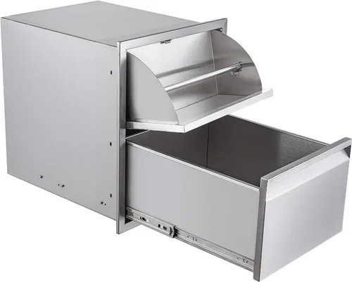 Miniatura 12 de Cajón de cocina para exteriores de 18 pulgadas de ancho, de acero inoxidable, doble cajón, montaje empotrado para isla de cocina al aire libre