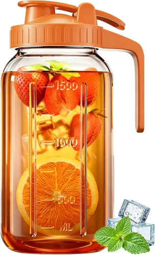 Miniatura 16 de Jarra Mason Jar de 64 onzas – Jarra de vidrio hermética y a prueba de fugas con tapa, perfecta para té helado, té solar, cerveza fría, leche