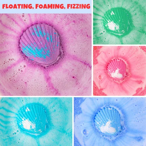Miniatura 5 de Paquete de 20 bombas de baño de sirena para niñas y niños con sorpresa en el interior, regalos de sirena para niñas, regalos de cumpleaños, Pascua