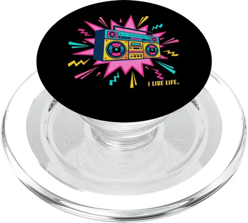 Miniatura 7 de PopGrip adhesivo retro de los años 90, estilo Boombox Radio de los años noventa, estilo vintage, I Live Life PopSockets