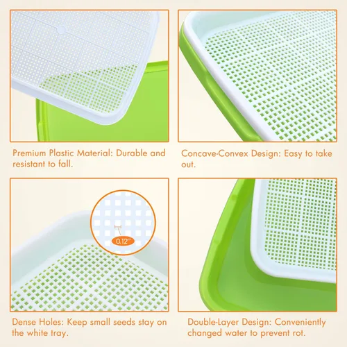 Miniatura 3 de Gardzen Kit de cultivo de brotes de 5 unidades, bandeja de brotes de frijoles, bandeja de germinación sin tierra, ideal para Mung, pasto de trigo