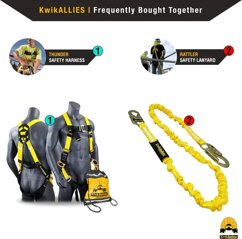 Miniatura 7 de KwikSafety – Familia rattler, incluye 2 paquetes, 4 paquetes, combo, kit Cordón de seguridad de una sola pierna con amortiguador interno, anclaje