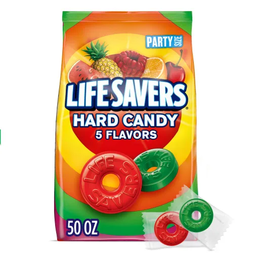 LIFE SAVERS Bolsa de caramelos duros de 5 sabores, caramelos duros envueltos individualmente para bolsas de regalos, viajes por carretera,