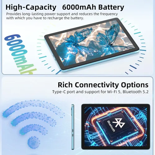 Miniatura 4 de Tablet Android 15 de 10 pulgadas, 24GB RAM 128GB ROM, Tabletas con Funda de Teclado Ratón Stylus, 1TB Expandible, Octa-Core 6000mAh 1280x800 IPS HD