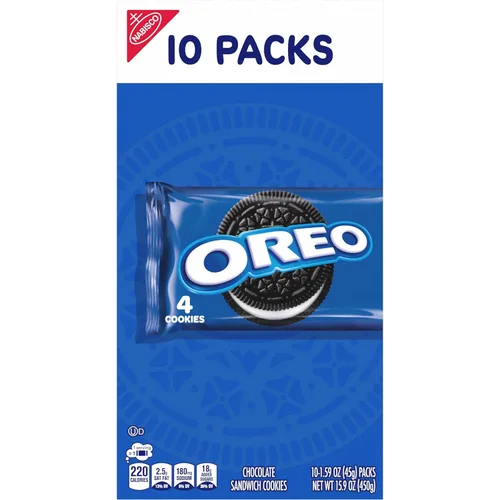 Miniatura 20 de OREO Galletas de sándwich de chocolate, 40 paquetes de aperitivos (4 galletas por paquete, 4 cajas)