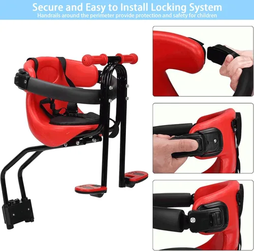 Miniatura 5 de Asiento de Bicicleta para Niños Grofyllaa, Asiento de Bicicleta para Bebé con Capacidad de 50kg Montado en la Parte Delantera con Barra de Soporte