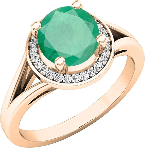 Miniatura 237 de Dazzlingrock Collection Anillo de compromiso redondo de 0.276 in con halo de diamante blanco y vástago dividido para ella en oro macizo de 14