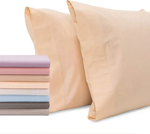 Miniatura 11 de Superity Linen Fundas de almohada de tamaño estándar, cerramiento abierto, paquete de 2, 100% algodón suave y cómodo, color azul