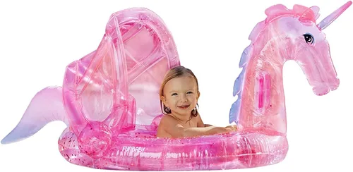Miniatura 5 de FUNBABY by FUNBOY - Flotador inflable de lujo de un unicornio con purpurina para bebés y niños, perfecto para una fiesta de verano en la piscina