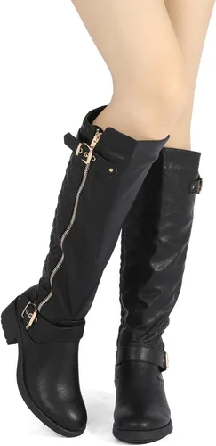 Miniatura 5 de DREAM PAIRS - Botas altas hasta la rodilla de pantorrilla ancha para mujer, botas tipo equitación con tacón bajo apilado