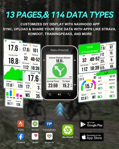 Miniatura 2 de L2 GPS Bike Computer, 2" Color LCD Wireless Cycling Computer,Bike Speedometer Bluetooth ANT+, IPX7 Waterproof, Auto Backlight, Supports