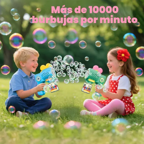 Miniatura 2 de EagleStone Juguetes para niños y niñas de 3+ años, paquete de 2 pistolas de burbujas con solución de burbujas, juguete al aire libre para niños