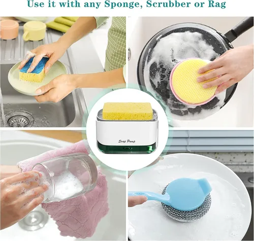 Miniatura 5 de Dispensador de jabón de calidad premium para cocina - Dispensador de líquido lavavajillas con soporte para esponja, bomba de fregadero y soporte