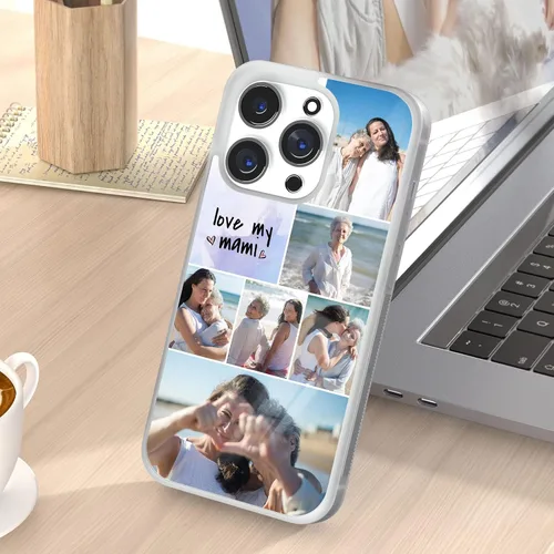 Miniatura 6 de Fundas de teléfono personalizables con diseño de texto, fotos y empalme, regalos para mujeres, familia, madre, aplicable con iPhone 11, 12, 13, 14